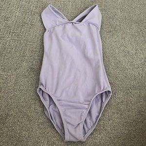 Lilac leotard with cute knitted back and thick front straps